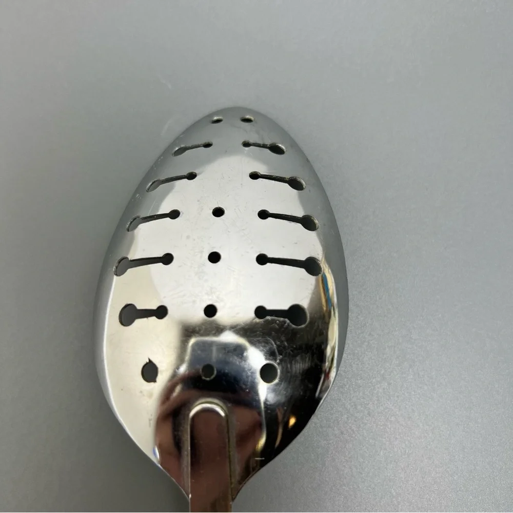 VTG EKCO Chromium Plated Stainless Spotted Spoon With White Handle MCM - Picture 6 of 13
